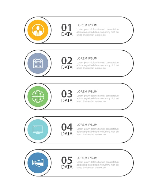 5 data infographics tube thin line index