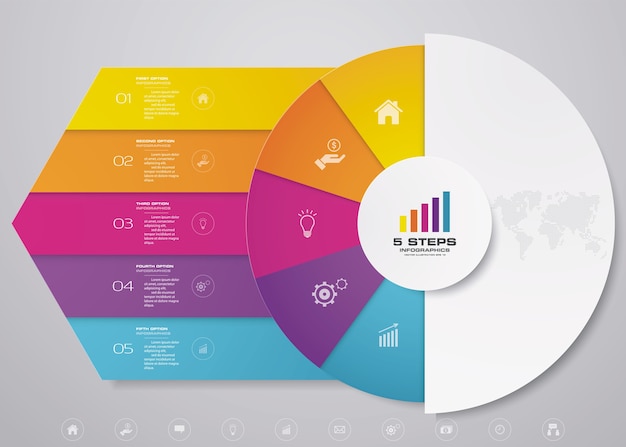 5 steps cycle chart infographics elements for data presentation.