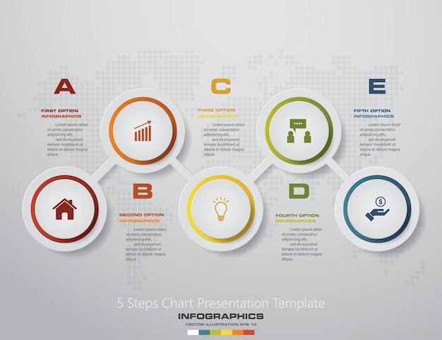 5 steps timeline infographic element. 