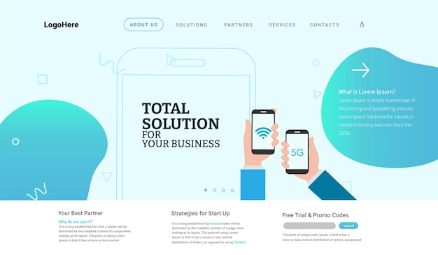 Vector 5g and iot internet of things landing page website template for internet speed concept