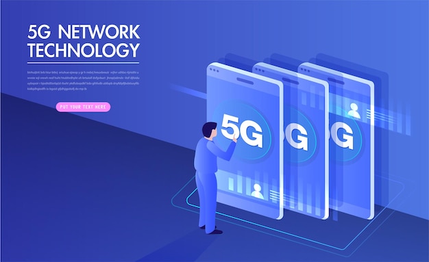 Vector 5g network wireless internet wifi connection smart city communication network concept high speed