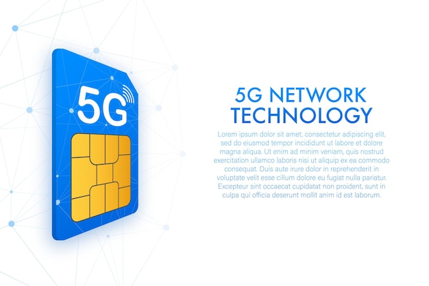 Vector 5g sim card. isometric view. mobile telecommunications technology symbol. vector illustration.