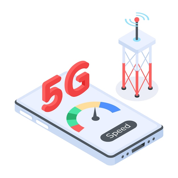 Vector 5g technology isometric icon