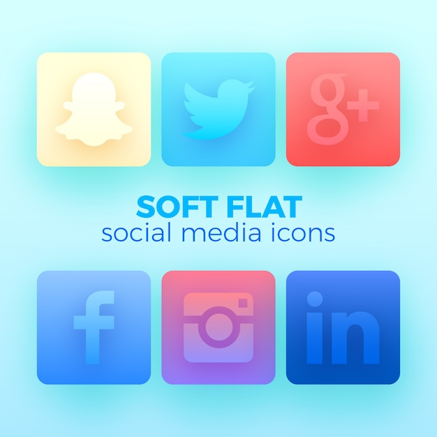 6 pack with soft flat social media icons