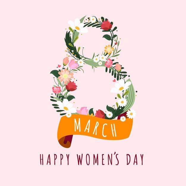 Vector 8 march happy women's day greeting card