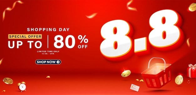 88 3D style Shopping day Sale banner template design for web or social media