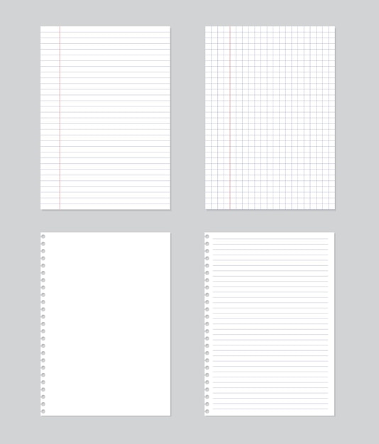 A4 sheet of white lines paper isolated on gray background Blank sheets design for back to school