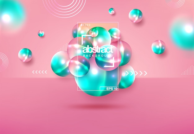 Vector abstract background with dynamic 3d spheres