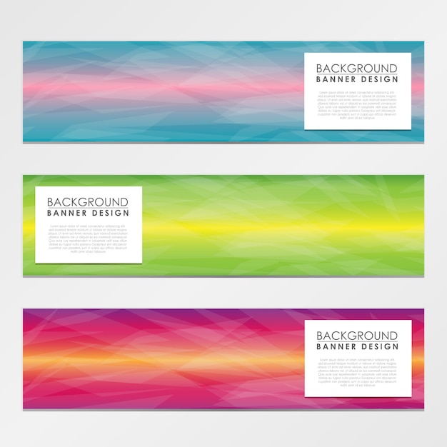 Abstract Banner Template. Background Geometry Glass. Vector Horizontal Design.