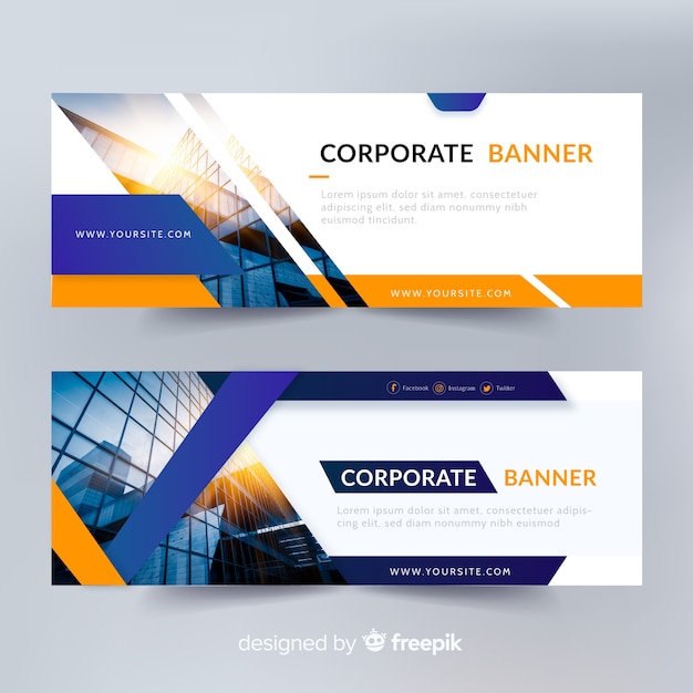 Vector abstract banner templates with photo