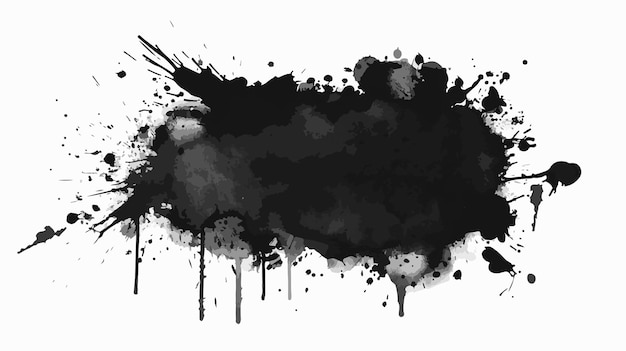 Abstract Black Ink Splat Watercolor Background