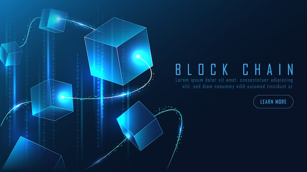 Abstract Blockchain banner in futuristic Concept