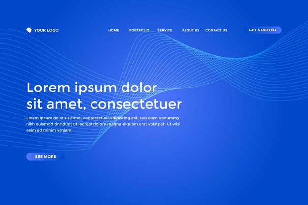 Vector abstract blue gradient landing page template