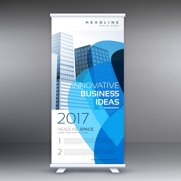 Abstract blue roll up banner template