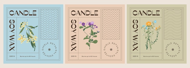 Abstract botanical vector cosmetics printable label design template for branding packaging design