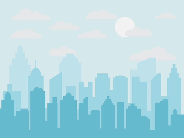 Vector abstract city building skyline buildings silhouette urban landscape cityscape background