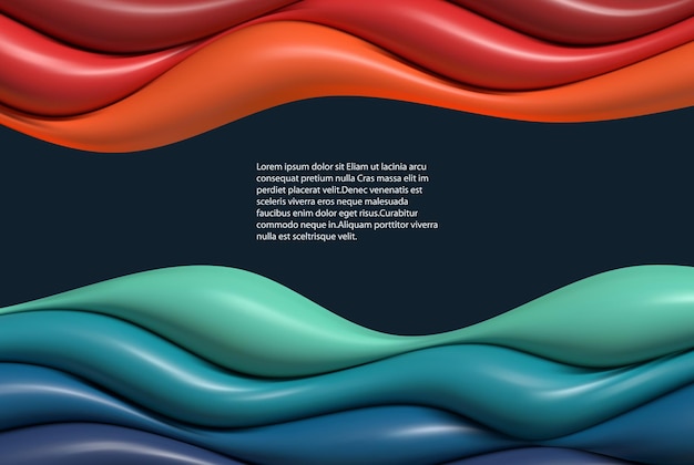 Abstract colorful flow poster Fluid waveformColored waves on a dark background