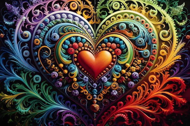 Abstract colorful heart with many decorations