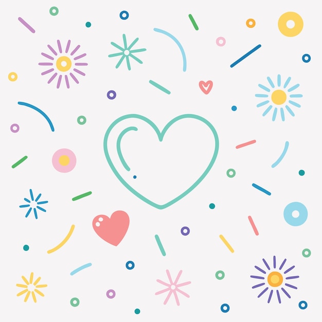 Vector abstract confetti sprinkles love shape