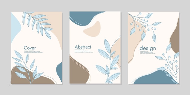 Vector abstract cover background vector invitation card background with line art flower and botanical