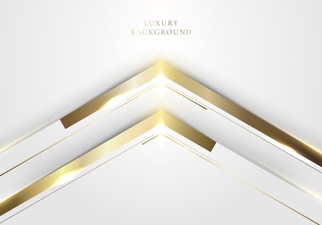 Abstract elegant modern template design 3D white and gold arrow with lighting on clean background luxury style Vector graphic illustration