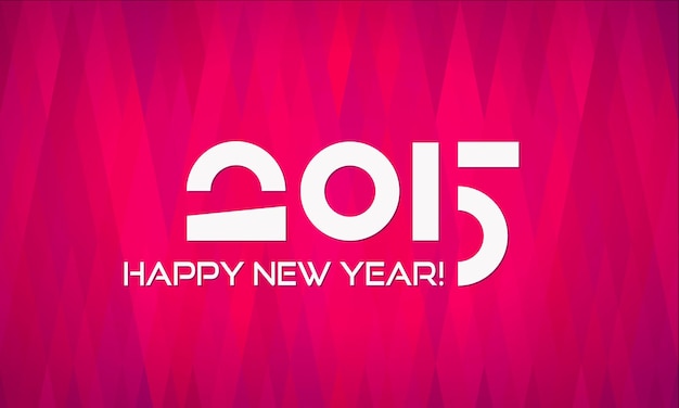 Vector abstract flat happy new year 2015 banner with geometric background in shades of red and lilac