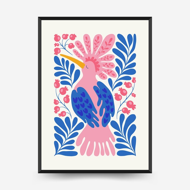 Abstract floral posters template Modern trendy Matisse minimal style Tropical jungle