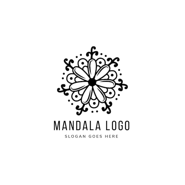 Vector abstract flower mandala logo template design use black and white colors