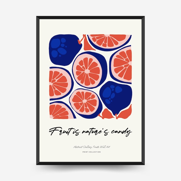 Abstract fruits posters template Modern trendy Matisse minimal style Exotic Healthy Food