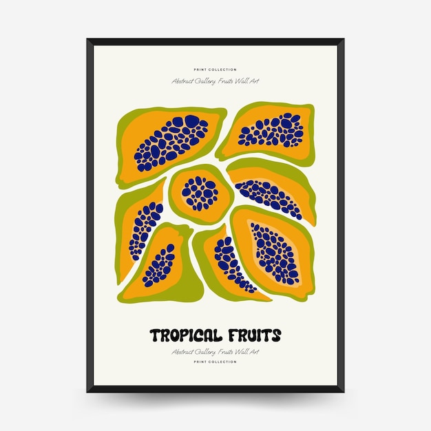 Abstract fruits posters template Modern trendy Matisse minimal style Exotic Healthy Food