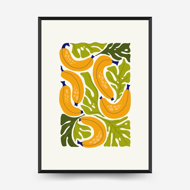 Abstract fruits posters template Modern trendy Matisse minimal style Exotic Healthy Food