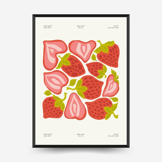 Abstract fruits posters template Modern trendy Matisse minimal style Exotic Healthy Food