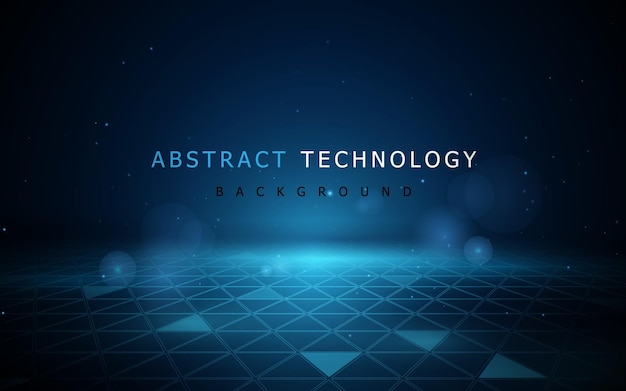 Abstract geometric shape and perspective grid with Futuristic technology digital hi tech concept background. Vector illustration