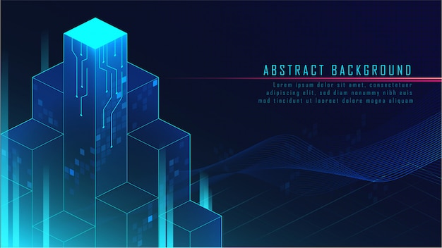 Abstract Glowing futuristic blocks background