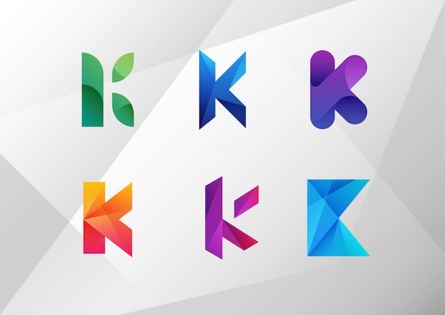 Abstract gradient letter K set