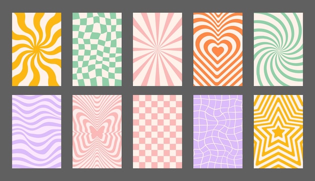 Vector abstract groovy backgrounds set