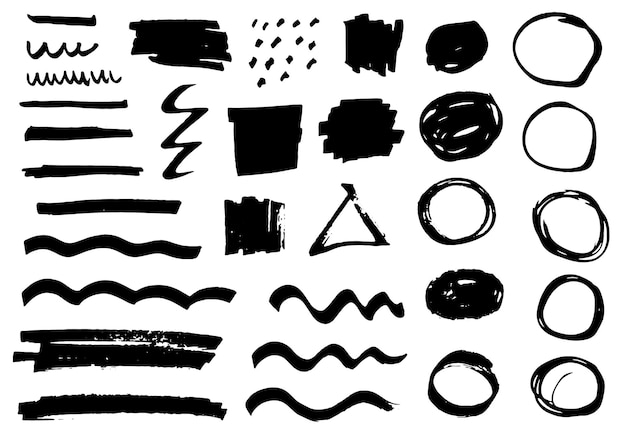 Abstract hand drawn vector elements set