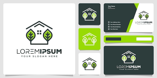 abstract house and leaf logo design