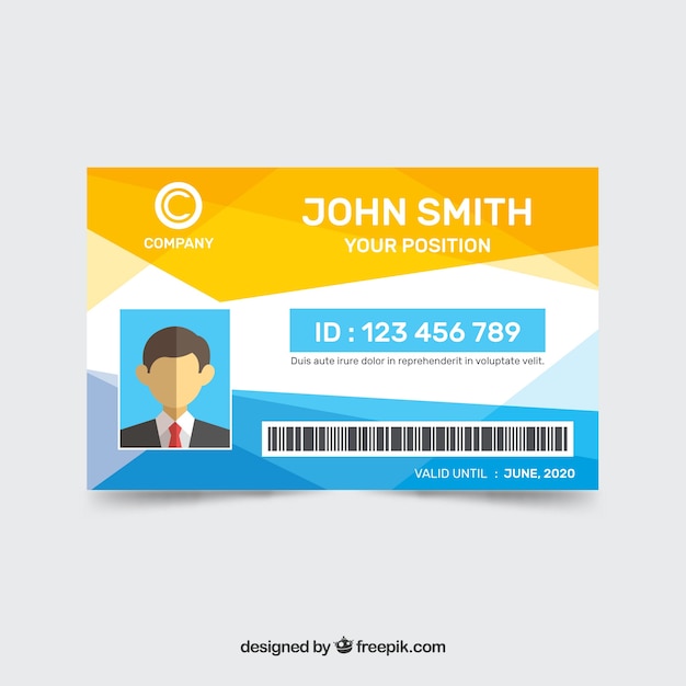 Abstract id card template with geometric style