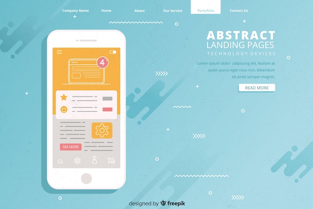 Vector abstract landing pages with technology devices