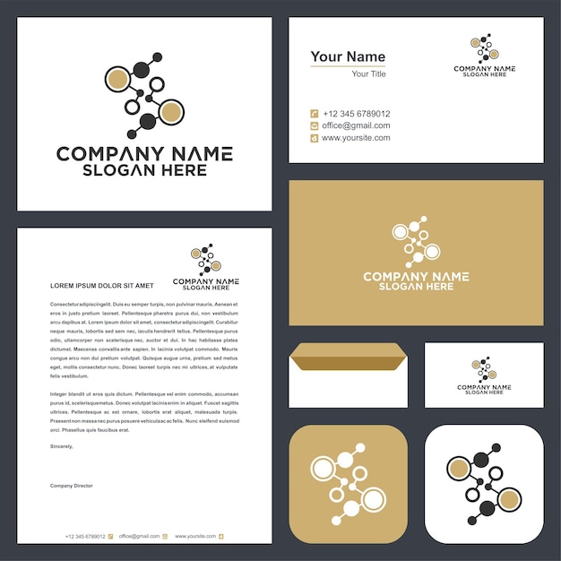 Abstract letter S logo with dot concept and business card