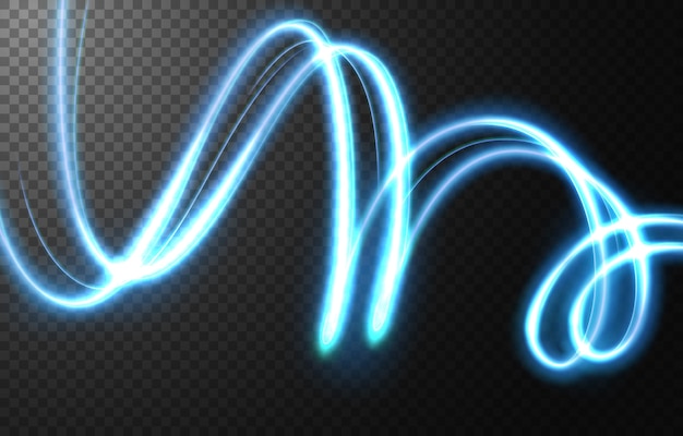 Vector abstract light speed motion effect, blue light trail.