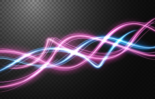 Vector abstract light speed motion effect, multicolor light trail.