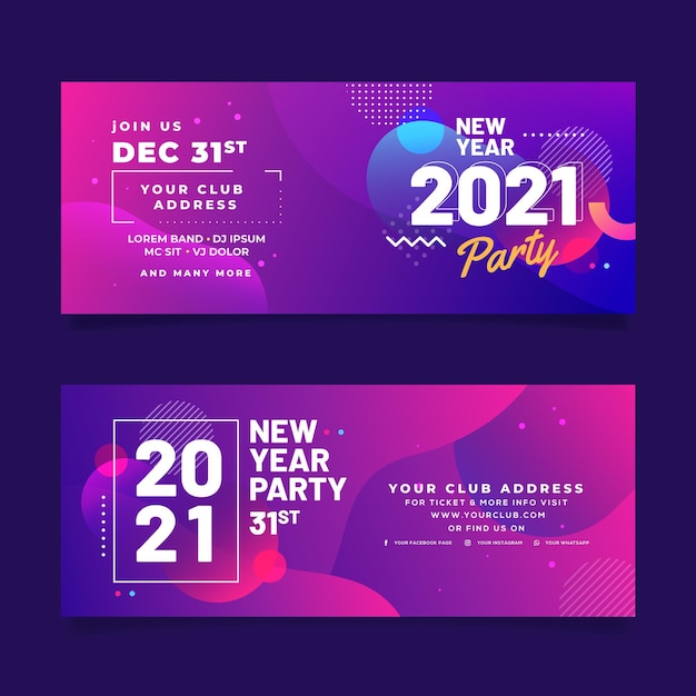 Abstract new year 2021 party banners