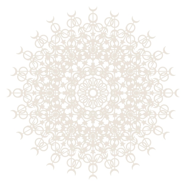 Abstract Oriental Mandala  Snowflake Template. Yoga Arabesque Mandala Lace Pattern Element Icon