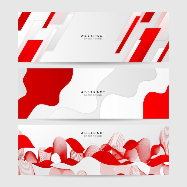 Vector abstract red banner background with wavy lines square circle sphere hexagon and texture