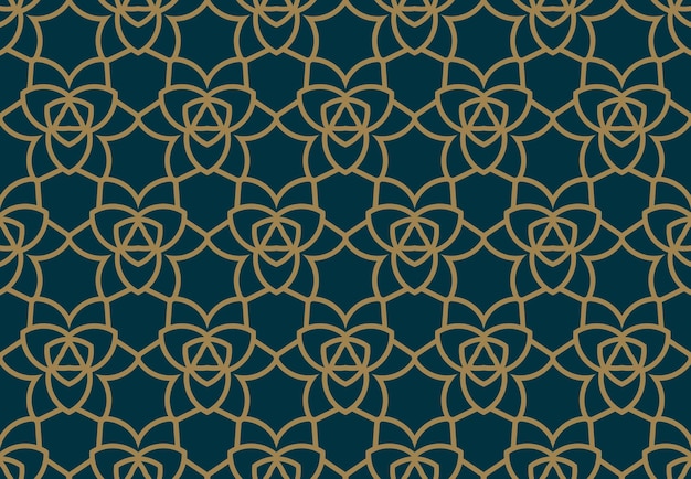 Abstract seamless pattern Vector seamless pattern Repeating geometric ornament luxury gold blue color