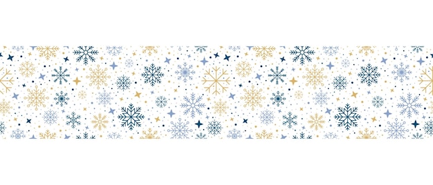 Abstract snowflake seamless border Snowflakes seamless pattern Snowfall repeat backdrop Winter holidays theme Seamless background with snowflakes Vector illustration