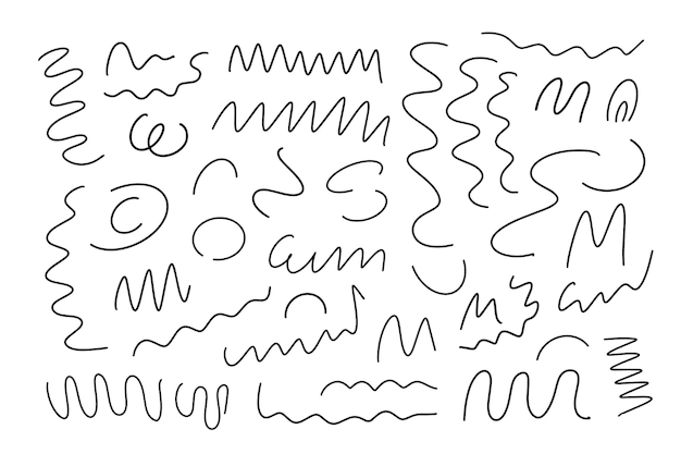 Vector abstract thin curly lines in random order doodle illustration tangled scribble element linear icon