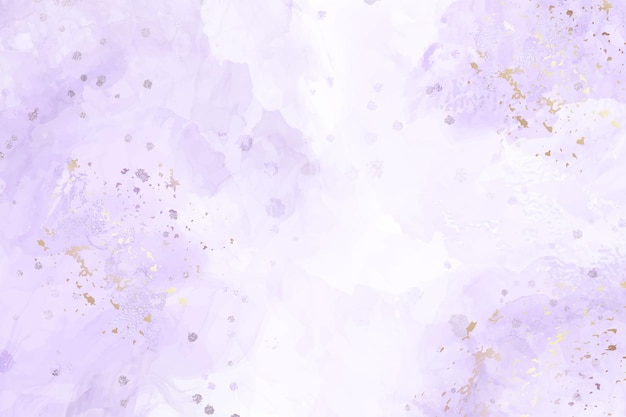 Vector abstract violet liquid watercolor background with golden stains